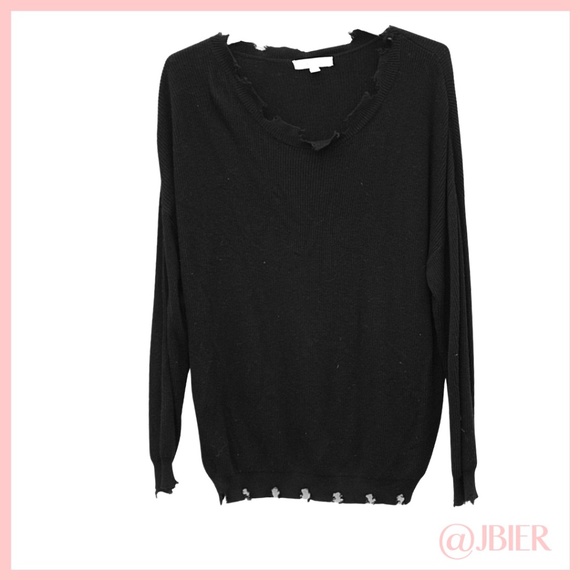 Honey Punch Black Raw Edge Sweater - Picture 1 of 3